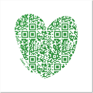 Green Rick Astley Rickroll QR Code Heart Art Posters and Art